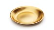 © LofiAnimations - Empty Golden round flat plate isolated on white background. Kitchen utensils isolated on white. Photo realistic photo.