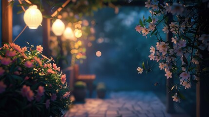 Canvas Print - A gentle breeze stirs the air on a warm summer night, rustling the leaves and carrying the sweet scent of blooming flowers.