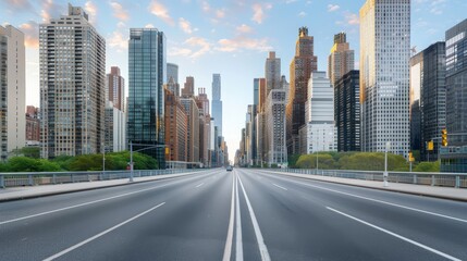 Wall Mural - A city street with a large building in the background