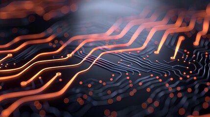 Wall Mural - a futuristic abstract background with glowing, circuit-like patterns in blue and green, high-resolut