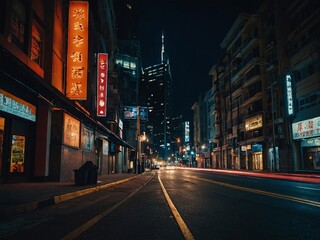 Wall Mural - Nighttime cityscape the dynamic rhythm of urban streets