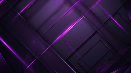 Poster - Abstract geometric background with glowing purple lines and dark  surfaces for modern and futuristic design. Background technology