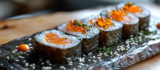 Sticker - Sushi Rolls with Orange Caviar and Sesame Seeds