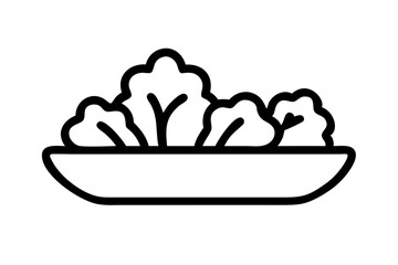 Cabbage and carrots in a plate line and solid icon. Healthy vegetables in bowl outline style pictogram on white background. Fresh greens for mobile concept and web design. Vector graphics. stock illus