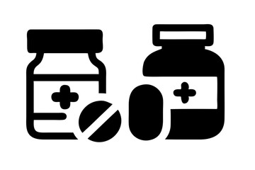 Wall Mural - Drug jar and tablets solid icon, Medical concept, medication sign on white background, Medicine bottle and pills icon in glyph style for mobile concept and web design. Vector graphics. stock illustrat