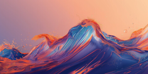 Wall Mural - Colorful ocean wave at sunset, abstract sea water wave shape. 
