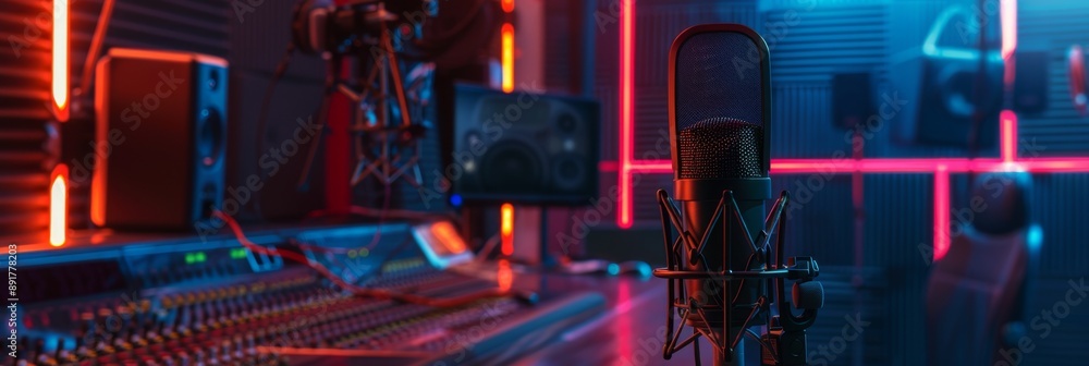 A cutting-edge audio recording studio featuring high-end equipment ...