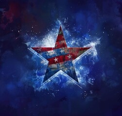 Wall Mural -  Patriotic Starburst with Cosmic Background