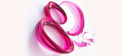 Sticker - Stylish Abstract Art: Pink Swirls on White Background