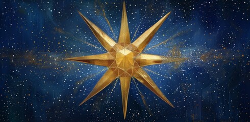 Poster - Radiant Golden Starburst Against a Cosmic Backdrop