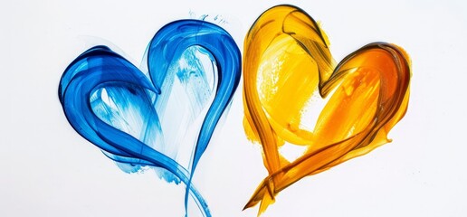 Poster - Vibrant Abstract Heart Art in Yellow and Blue