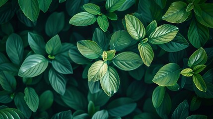 Wall Mural - Lush Green Leaves Close-Up