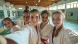 Girls' Karate Selfie in Dojo