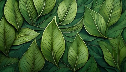 Wall Mural - Green leaf pattern on the surface