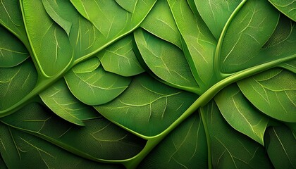 Wall Mural - Green leaf pattern on the surface