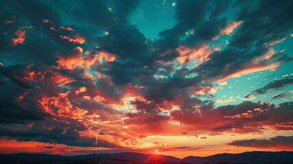 Wall Mural - sky with clouds and sun