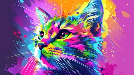 Colorful Cat Portrait