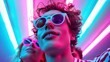 © MAY - A group of young adults enjoying a night out, captured in a neon-lit portrait that emphasizes their energy and camaraderie.