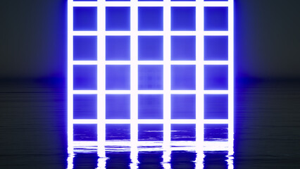 Wall Mural - grid emerging sea night water reflection rack