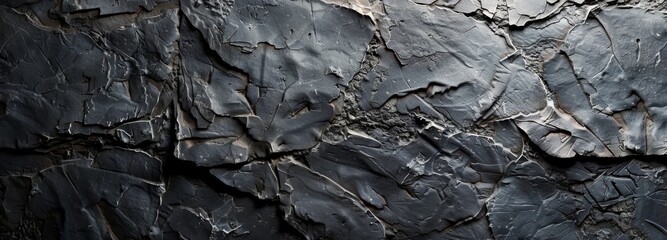 Poster - Close Up Of A Cracked And Rough Dark Grey Rock Surface