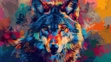 Naklejka na meble Wolf in Vibrant Colors