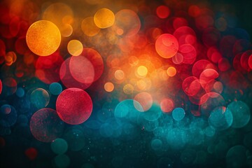 Wall Mural - Bokeh lights on dark background. Festive abstract background. Celebration, party concept. Banner, wallpaper.