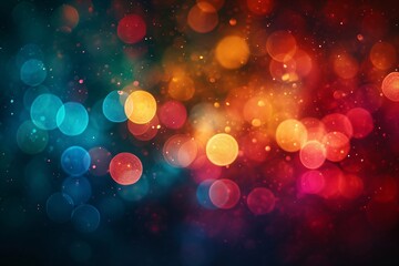 Wall Mural - Bokeh lights on dark background. Festive abstract background. Celebration, party concept. Banner, wallpaper.