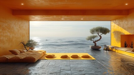 Wall Mural - Design Space, Advertising Photo, Sea, Landscape, Tree and a beautiful room