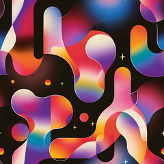 Abstract psychedelic colorful pattern with rounded shapes background design