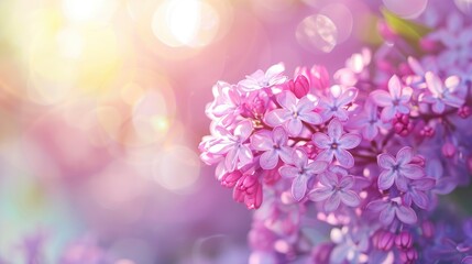 Canvas Print - Spring lilac park floral background with shallow depth of field