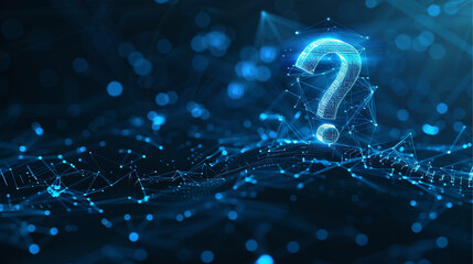 abstract technology background with digital wireless network concept and blue question mark on the s
