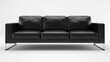 © Paolo - A black leather sofa with chrome legs sits on a white background.