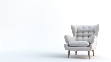 Wall Mural - Isolated studio shot of a cozy chair on a white background