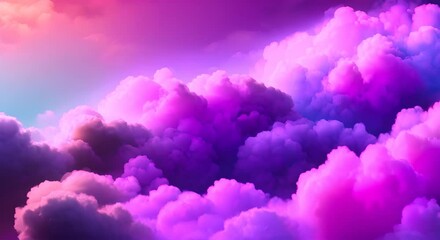 Wall Mural - A blue and purple abstract background featuring fluffy clouds 4k animation