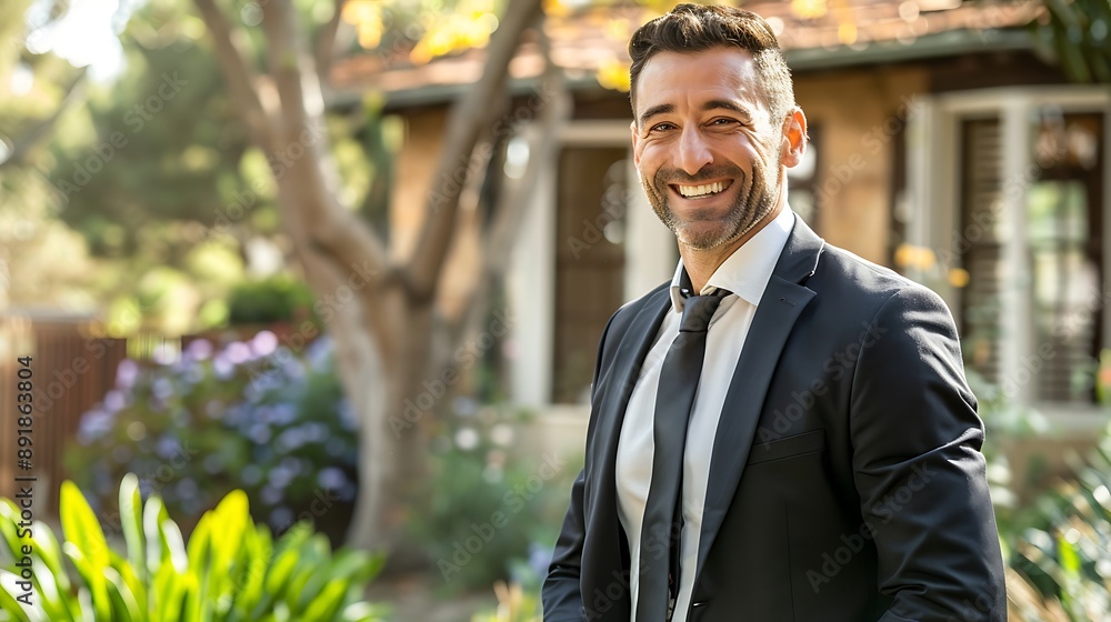 Realtor Guy Professional male real estate agent in a formal suit smiling ...