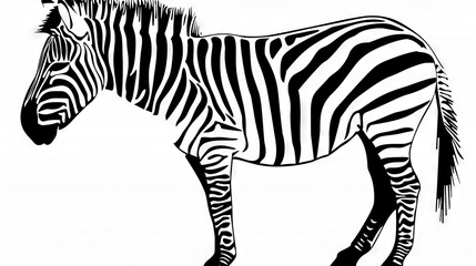 Canvas Print -   A monochrome image portrays a zebra against a white backdrop, adorned with a black and white sketch of the same animal