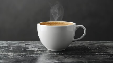 Wall Mural -   A cup of steaming coffee on a table