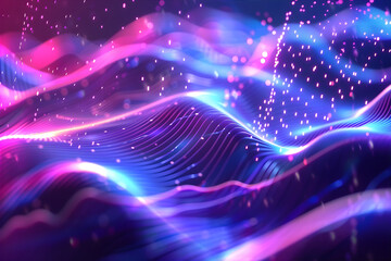 Wall Mural - data waves. modern neon abstract backdrop. virtual ciberspace.