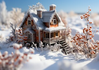 Canvas Print - house in the snow