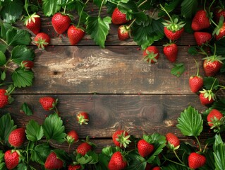 Canvas Print - Strawberries on Wooden Table