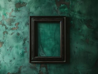 Poster - Picture frame on green painted wall