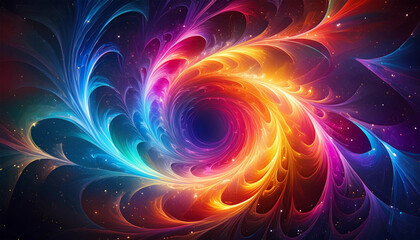 Wall Mural - Colorful vortex energy, multicolor swirls explosion, abstract illustration.