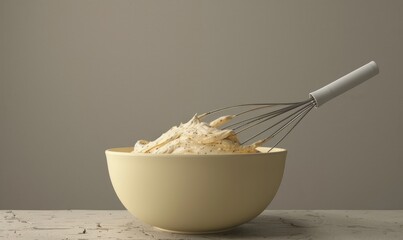 Canvas Print - Whisk and mixing bowl with cake batter