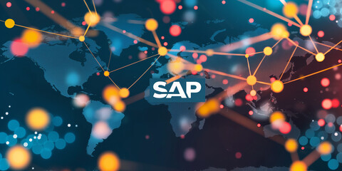 Wall Mural - Sap software connecting world with digital network of information