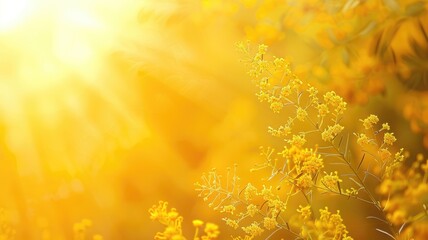 Wall Mural - yellow flowers basking in bright sunlight with soft blur effect