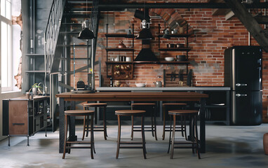 Industrial Loft Kitchen Mockup 