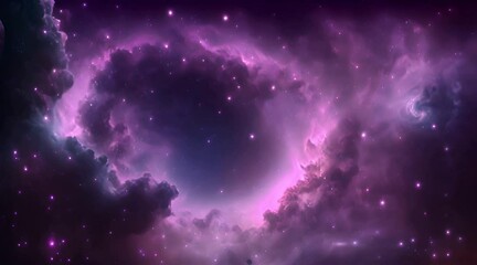Wall Mural - Space travel to abstract alien pink blue nebula milky way in deep space wiht many space rocks cinematic abstract for sci fi background. 4K 3D seamless loop Sci Fi Space flight to glow energy gas dust