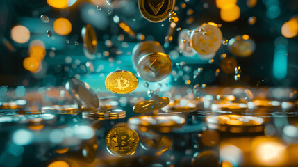 Wall Mural - logos of major cryptocurrencies including bitcoin, ethereum, binance, cardano, ripple, dogecoin, tet