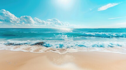 Beautiful sea beach with a clear blue horizon and gentle waves