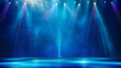 © iamfrk7 - Illuminated stage with dramatic blue lighting and spotlights, ideal for performances or events
